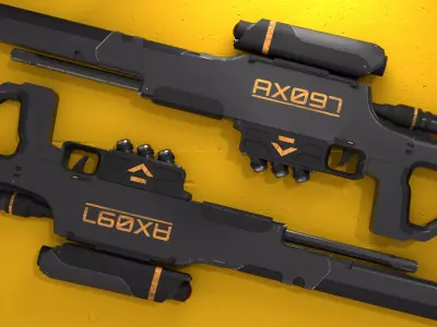 Sniper Rifle AX097 Game Ready Low-poly 3D model