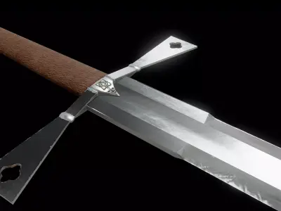Gallowglass Irish Medieval Sword Low-poly 3D model