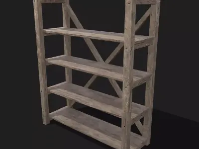 Pottery Shelf Wide Low-poly 3D model
