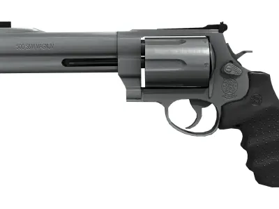 Revolver Hand Gun Low-poly 3D model