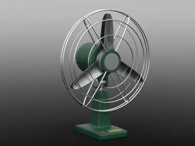 Industrial  Fan - Rigged - Futuristic - Retro Low-poly 3D model