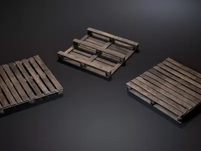 Damaged Wooden Pallet Set Low-poly 3D model