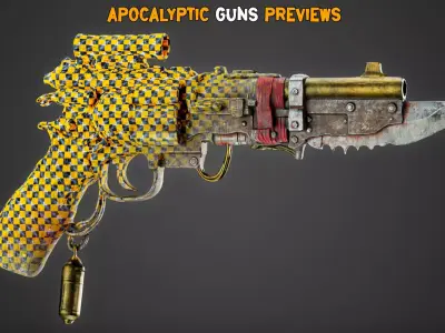 30 Game-Ready Apocalyptic Guns - Vol 23 Low-poly 3D model
