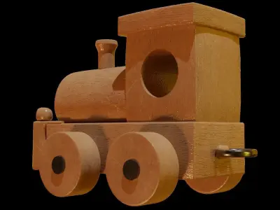Wooden Toy Train Free 3D model