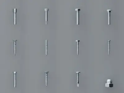 Screws and nuts 20pieces 3D model