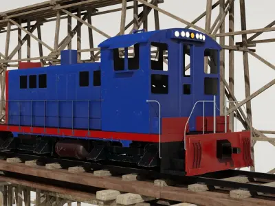 Railway Bridge 3D models complete of locomotive 3D model Low-poly 3D model