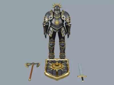 Bastion of the Zenithgold Heroic Paladin Armor and Weapon Set 3D model