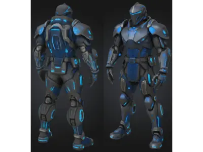 Futuristic Sci-Fi Soldier Low-poly 3D model