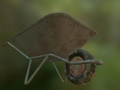 Wheelbarrow Low-poly 3D model 4