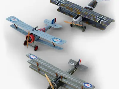Airplanes WW1 Collection GameReady 3D model