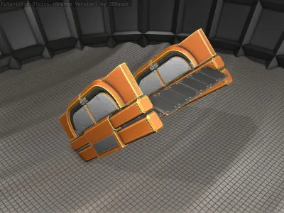 Sci-Fi Stairs - 23 - Orange  Version Low-poly 3D model
