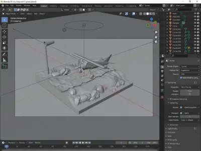 Airport plane in desert 3D model