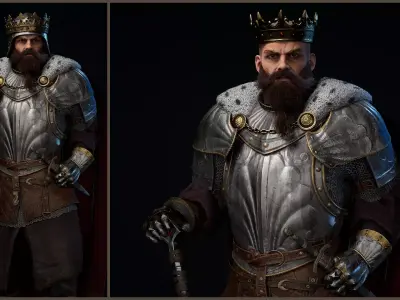 King warrior 3d lowpoly character Low-poly 3D model