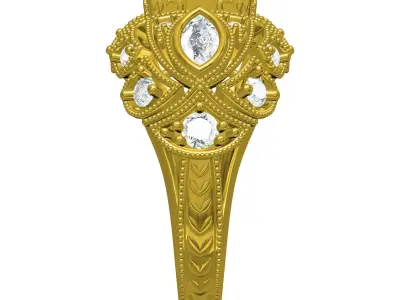 Antique Art Deco Style Wedding Ring for Women 3D print model