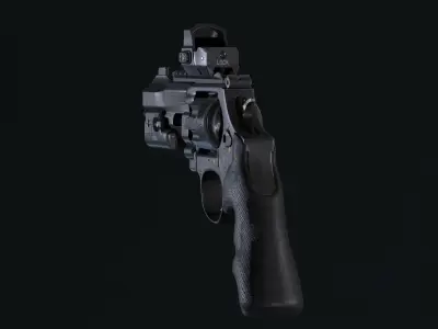Revolver- gameready-PBR gun Low-poly 3D model