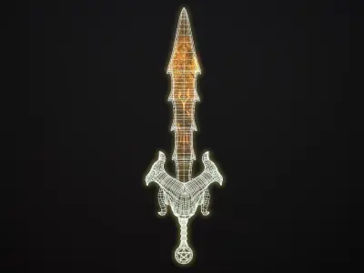 Stylized Sword Wearpon with deamon head PBR low-poly game ready Low-poly 3D model