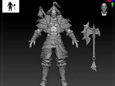 Ancient people warrior soldiers east 3D model purchase