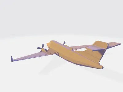 Bombardier jet with propeller   Low-poly 3D model