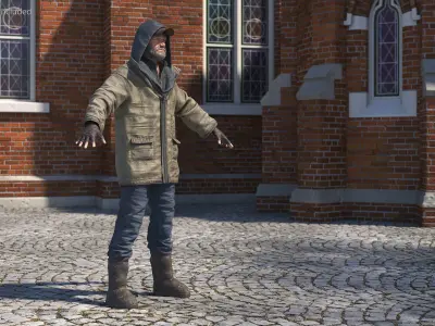  Homeless Old Man A-Pose 