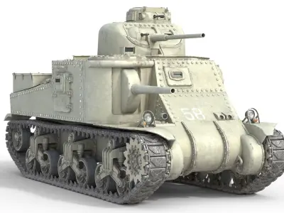 M3 Lee American Medium Tank Low-poly 3D model