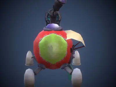 Spaceship model with rocket Low-poly 3D model