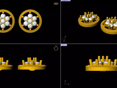 Gold Tops Earring - 0020 3D print model
