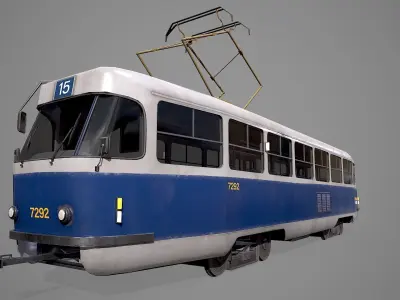 Old Tram  Low-poly 3D model