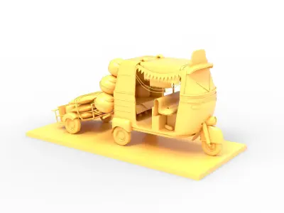 Indian Tuk Tuk Taxi Low-poly 3D model