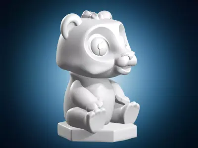 Miniature Polar Bear on Base 3D print model