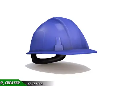 Worker Helmet Blue Safety Helmet Lowpoly 3d model Low-poly 3D model