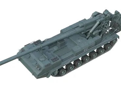 2S7 Pion Self Propelled Heavy Artillery  Low-poly 3D model