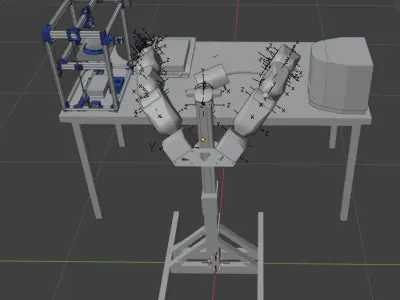 Robot Workcell with 3D Printer Free 3D model