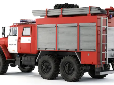 Ural 5557 AC-6-40 fire truck 2021 3D model