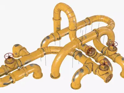 Old Painted Pipes Low-poly 3D model