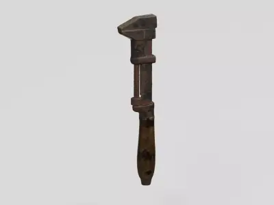 Rusty Tool Pipe Wrench 1 3D scan PBR 4K textures Low-poly 3D model