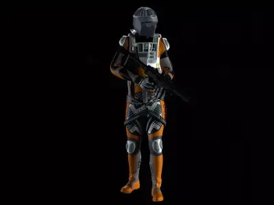 Robot Soldier - Assault Soldier Low-poly 3D model 23