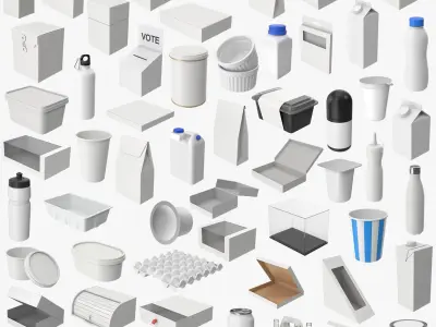  White Containers Packages Boxes Collection 