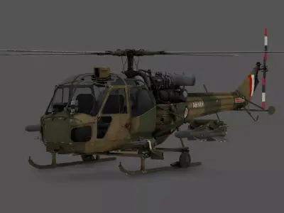Westlan Scout AH1 3D Model British Helicopter Naval Low-poly 3D model