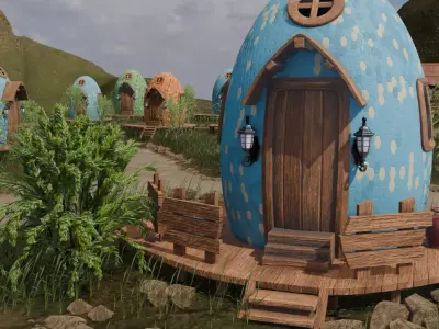 Whimsical Egg Village 3D model order