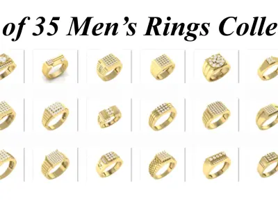 Lot of Various 35 Mens Rings Collection Bulk  3D print model purchase