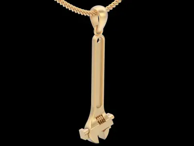 Wrench pendant silver gold printable jewelry 3D model 3D print model