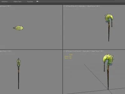 cartoon hairpin - emerald fish Low-poly 3D model