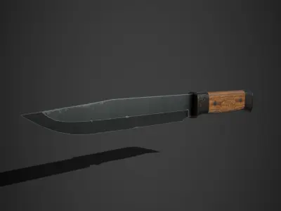 Hunting knife Low-poly 3D model 9