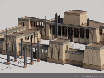 D Kit Egyptian Temple Architecture Kit Low-poly 3D model