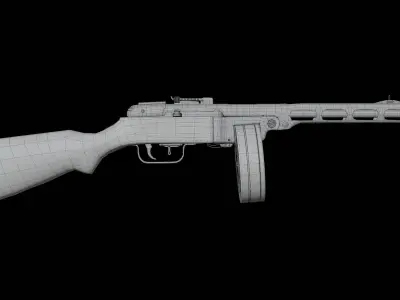 Sub Machine Gun PPSh41 3D model