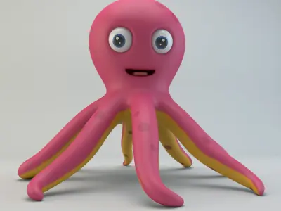 Cartoon Octopus Low-poly 3D model purchase