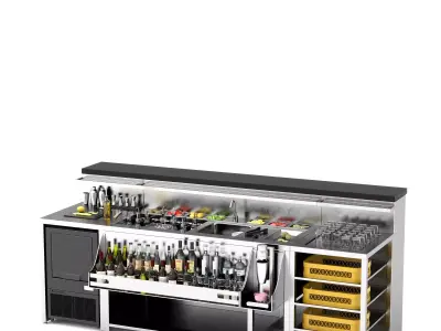 Professional Commercial Bar Workstation Stainless Steel PBR 3D model
