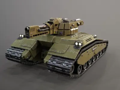 Atompunk Assault Tank -Thunderer Low-poly 3D model