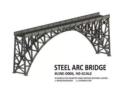 LINE-0004 Steel arc bridge riveted H0-scale 3D print model