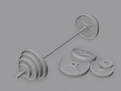 Barbell with 4K and 2K Textures Low-poly 3D model